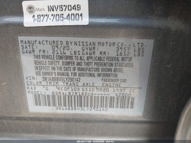 Nissan Sentra S Xtronic Cvt 2020 3N1AB8BV5LY290142 Image 9