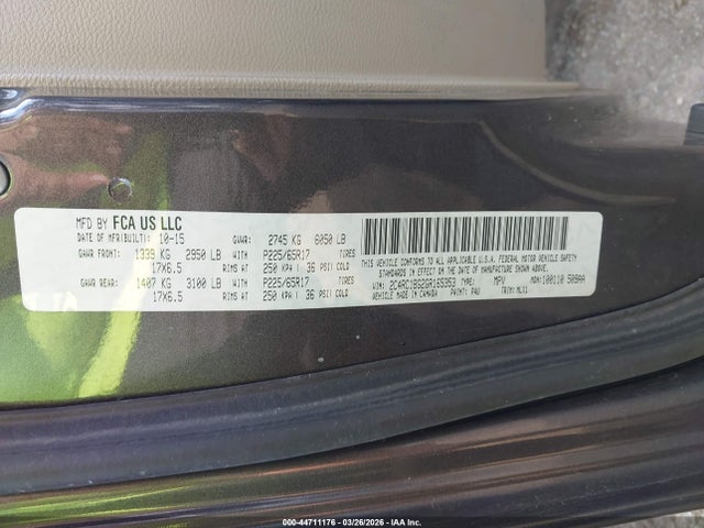 44711176 :رقم المزاد ، 2C4RC1BG2GR165353 vin ، 2016 Chrysler Town & Country Touring مزاد بيع