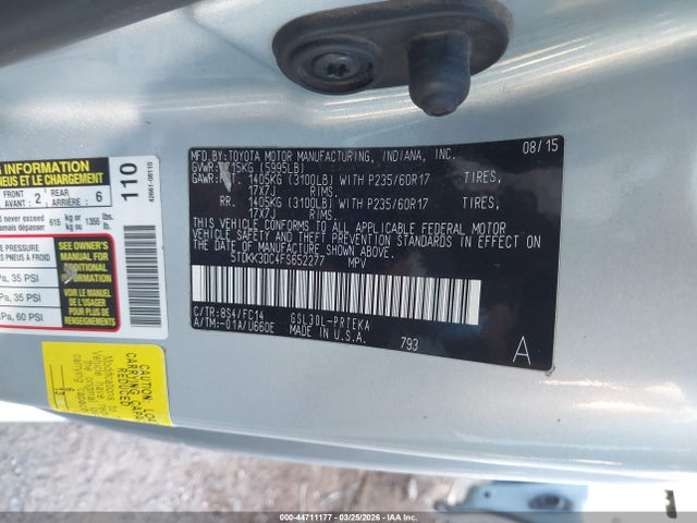 Toyota Sienna Le 8 Passenger 2015 5TDKK3DC4FS652277 Image 9