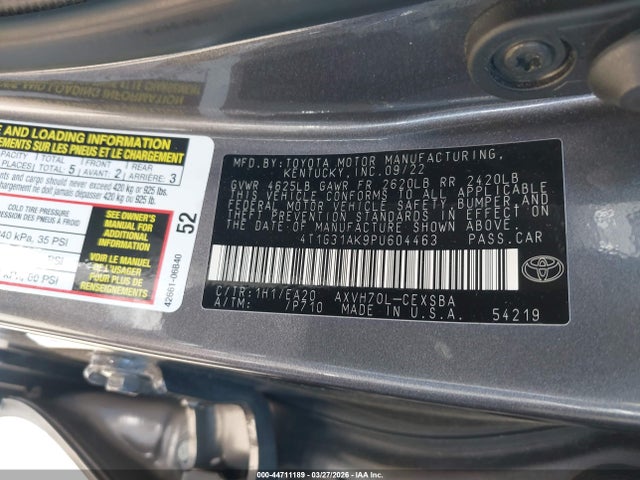 4T1G31AK9PU604463 Toyota Camry Se Hybrid