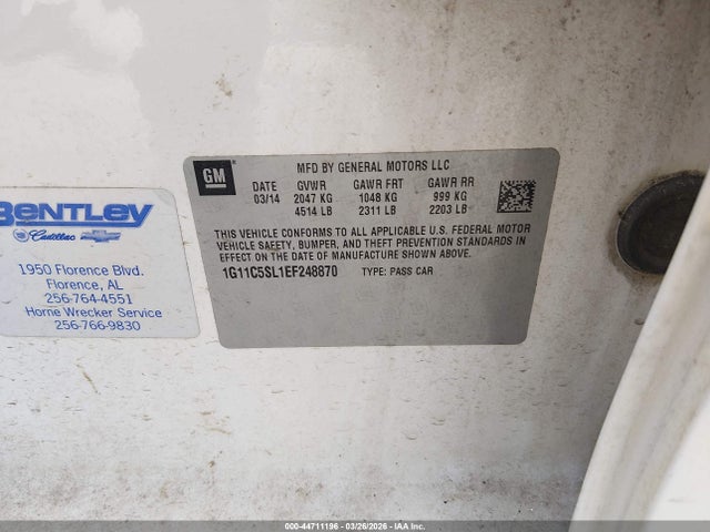 1G11C5SL1EF248870 Chevrolet MALIBU 1LT