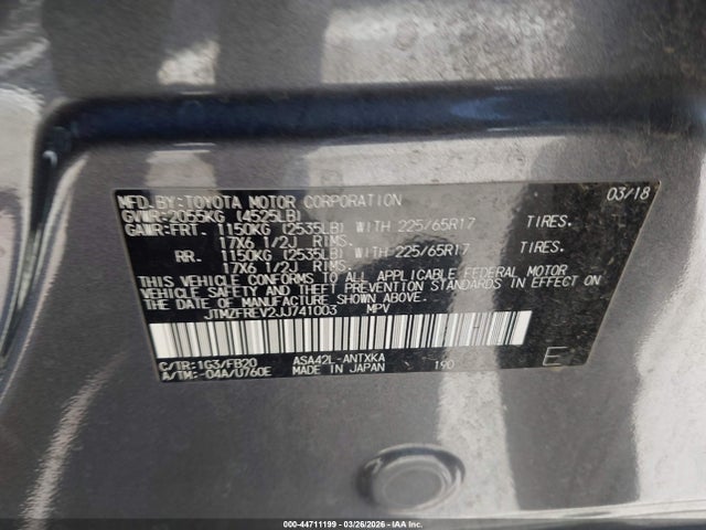Toyota RAV4 LE 2018 JTMZFREV2JJ741003 Image 9