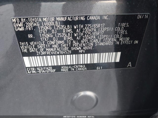 Toyota Rav4 Xle 2014 2T3RFREV4EW164529 Image 9