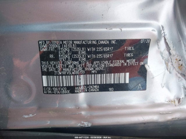 Продажа на аукционе авто 2020 Toyota Rav4 Xle, vin: 2T3W1RFV5LW095153, номер лота: 44711220
