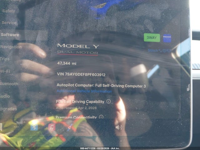 2023 Tesla Model Y Performance Dual Motor All-wheel Drive მანქანა იყიდება აუქციონზე, vin: 7SAYGDEF8PF603912, აუქციონის ნომერი: 44711228