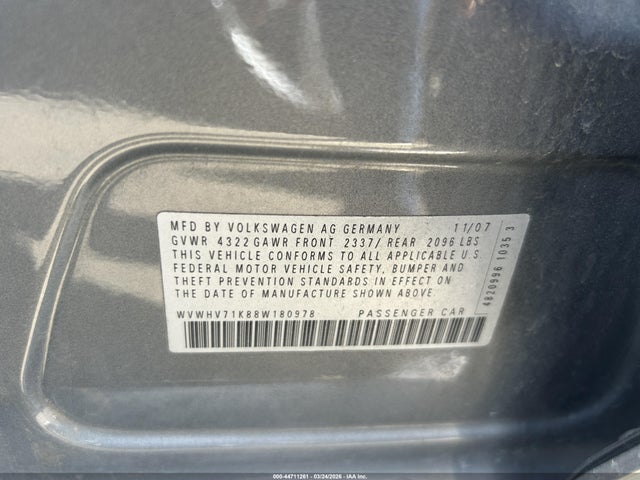 Aukcja sprzedaży 2008 Volkswagen Gti 4-door, vin: WVWHV71K88W180978, numer aukcji: 44711261
