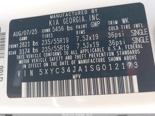 5XYC34JA1SG012173 KIA Ev6 Wind