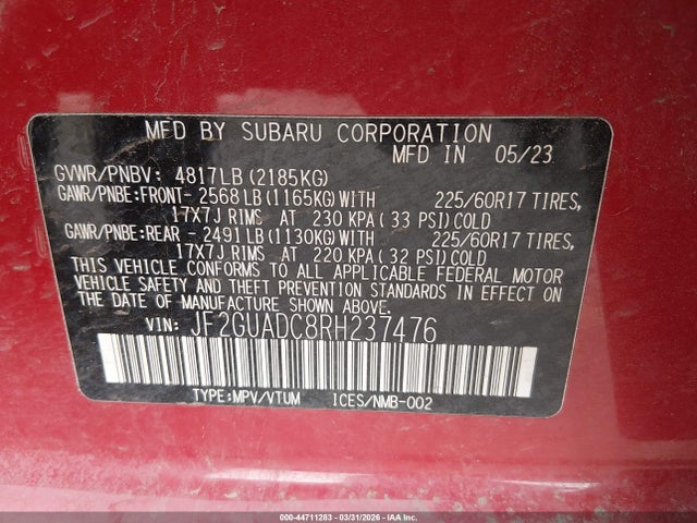 Subaru Crosstrek Premium 2024 JF2GUADC8RH237476 Image 9