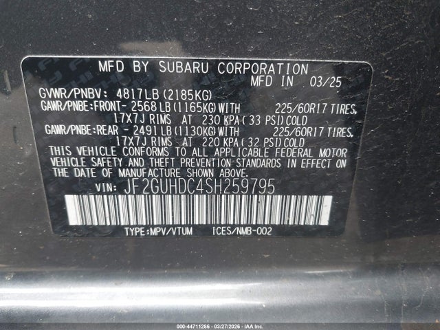 2025 SUBARU CROSSTREK JF2GUHDC4SH259795 Photo 8