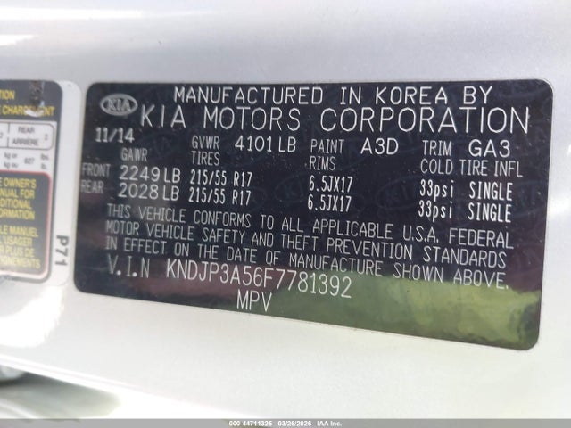 KIA SOUL + 2015 KNDJP3A56F7781392 Image 9