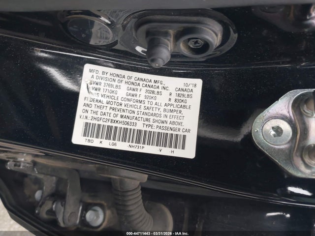 Honda Civic Sport 2019 2HGFC2F8XKH506333 Image 9