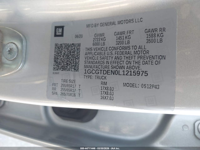 1GCGTDEN0L1215975 Chevrolet Colorado 4wd Short Box Z71