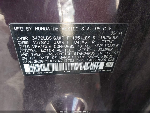 3HGGK5H86FM713752 Honda Fit Ex/ex-l