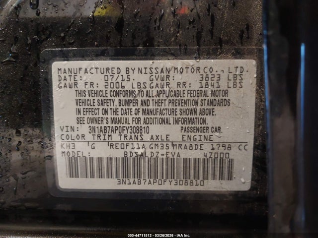 Nissan SENTRA SV 2015 3N1AB7AP0FY308810 Image 8
