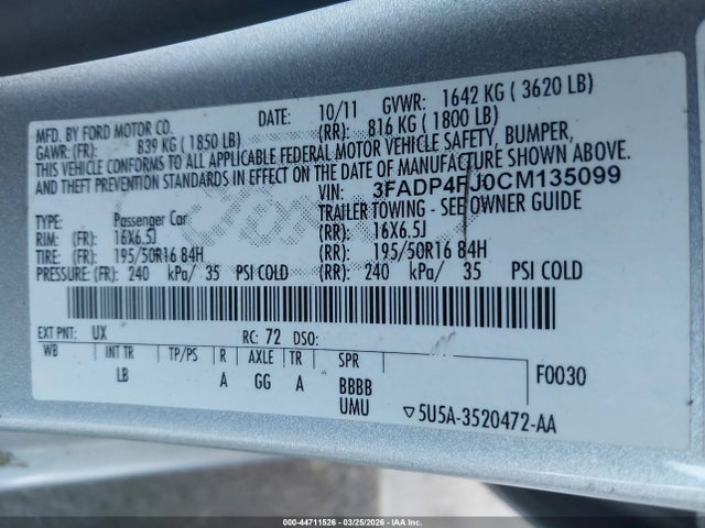 2012 FORD FIESTA 3FADP4FJ0CM135099 Photo 8