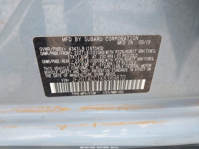 JF2GTACC1K8389870 Subaru Crosstrek 2.0i Premium