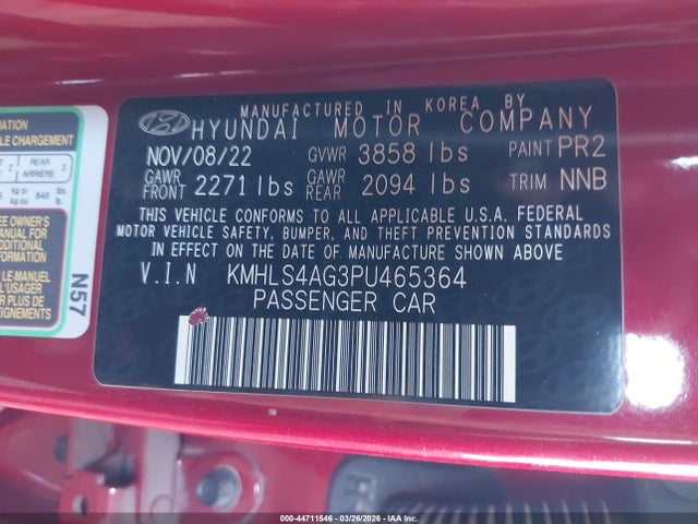 Продаж на аукціоні авто 2023 Hyundai Elantra Sel, vin: KMHLS4AG3PU465364, номер лоту: 44711546