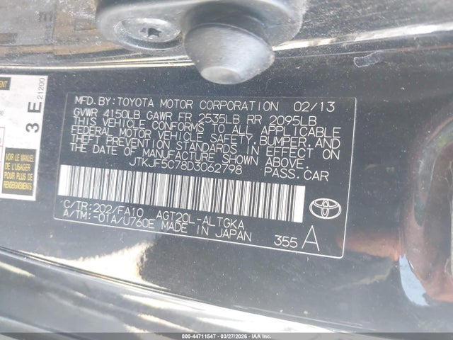 Aukcja sprzedaży 2013 Scion Tc, vin: JTKJF5C78D3062798, numer aukcji: 44711547