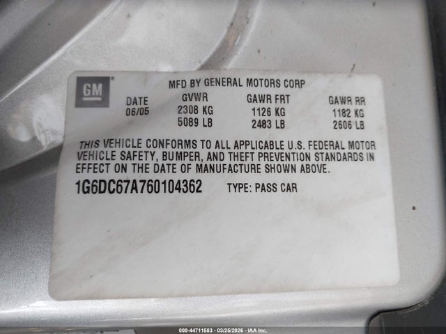 2006 CADILLAC STS 1G6DC67A760104362 Photo 8