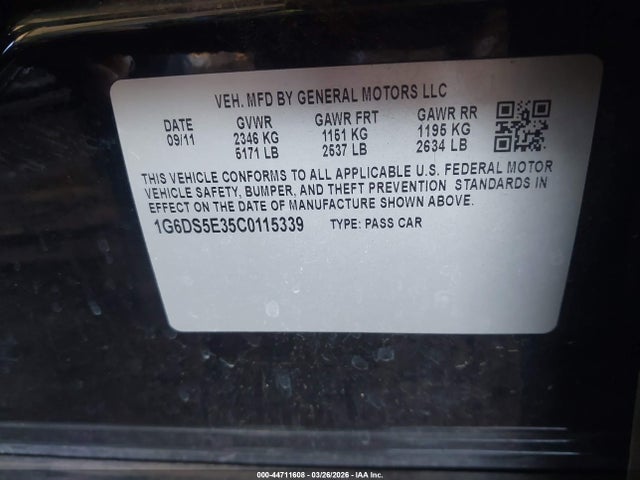 Продажа на аукционе авто 2012 Cadillac Cts Premium, vin: 1G6DS5E35C0115339, номер лота: 44711608