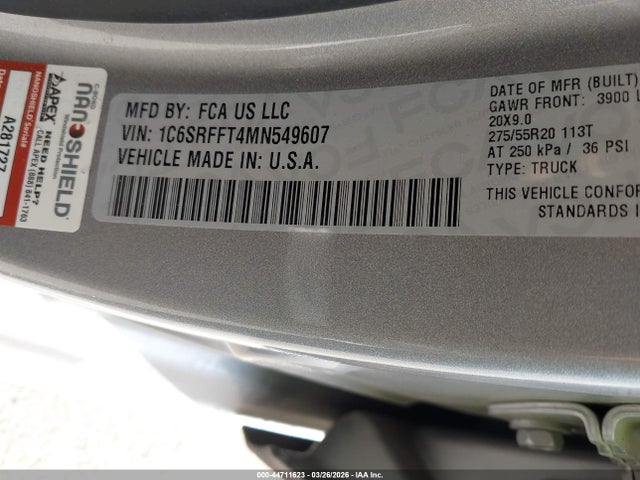Продаж на аукціоні авто 2021 Ram 1500 Lone Star  4x4 5'7 Box, vin: 1C6SRFFT4MN549607, номер лоту: 44711623