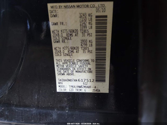2010 NISSAN ARMADA 5N1BA0ND7AN617512 Photo 8