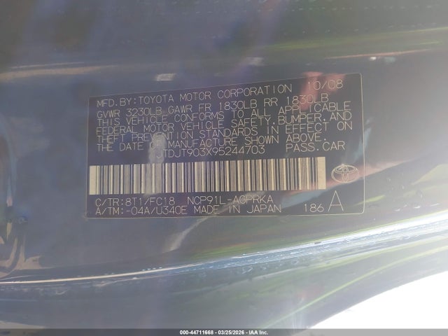 2009 TOYOTA YARIS JTDJT903X95244703 Photo 8