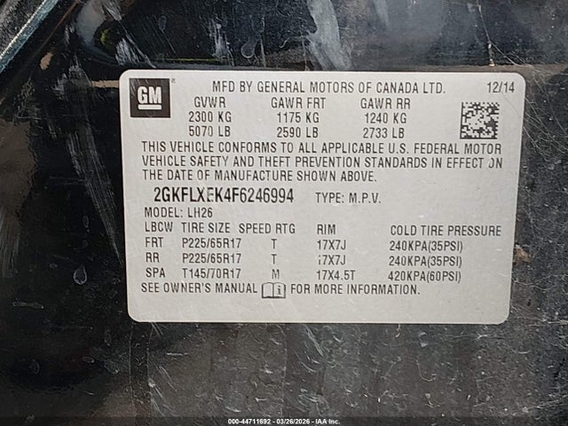 Продаж на аукціоні авто 2015 Gmc Terrain Slt-1, vin: 2GKFLXEK4F6246994, номер лоту: 44711692