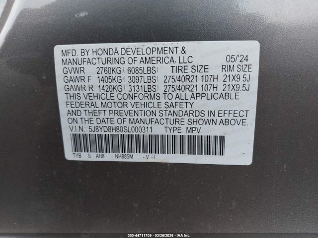 Продаж на аукціоні авто 2025 Acura Mdx Type S Advance Package, vin: 5J8YD8H80SL000311, номер лоту: 44711709