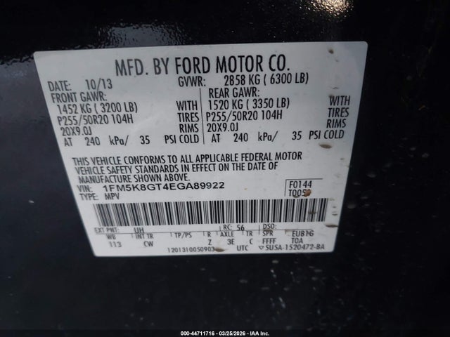 1FM5K8GT4EGA89922 Ford EXPLORER SPORT
