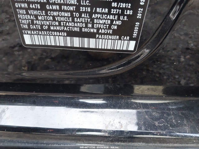 2012 VOLKSWAGEN PASSAT 1VWAH7A3XCC089459 Photo 8