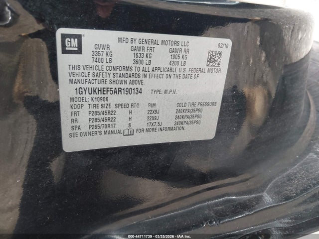 2010 CADILLAC ESCALADE ESV 1GYUKHEF5AR190134 Photo 8