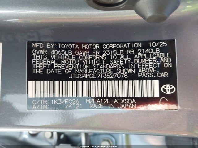 JTDS4MCE9T3527078 Toyota COROLLA SE