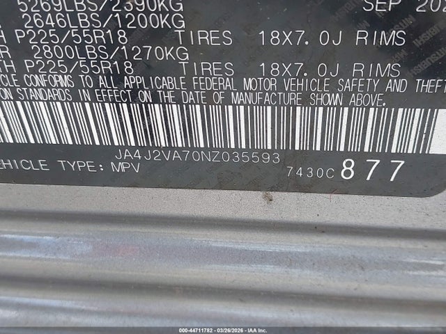 Aukcja sprzedaży 2022 Mitsubishi Outlander Phev Gt S-awc/le S-awc/sel S-awc, vin: JA4J2VA70NZ035593, numer aukcji: 44711782