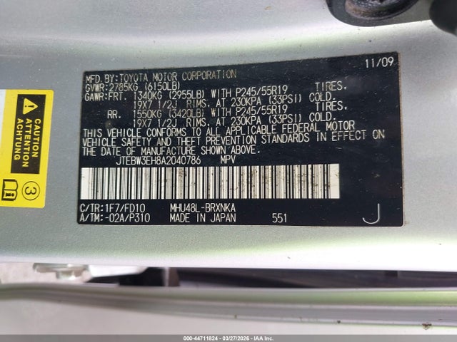 Продаж на аукціоні авто 2010 Toyota Highlander Hybrid Base V6, vin: JTEBW3EH8A2040786, номер лоту: 44711824