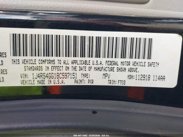2011 Jeep Grand Cherokee Laredo მანქანა იყიდება აუქციონზე, vin: 1J4RS4GG1BC597151, აუქციონის ნომერი: 44711862