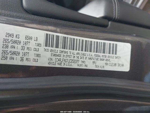 1C4RJFAG7JC252377 Jeep Grand Cherokee Altitude 4x4