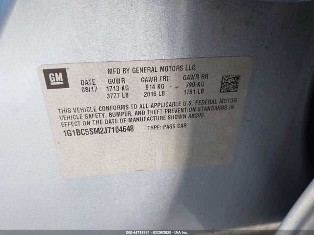 1G1BC5SM2J7104648 Chevrolet Cruze Ls Auto