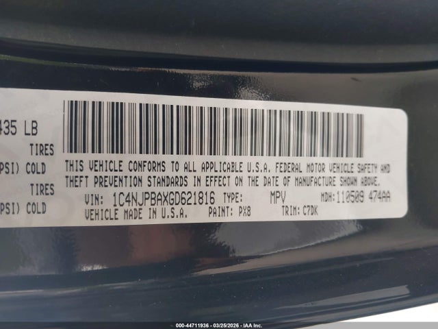 1C4NJPBAXGD621816 Jeep Patriot Sport