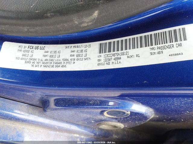 Продажа на аукционе авто 2016 Chrysler 200 Limited, vin: 1C3CCCAB7GN166121, номер лота: 44711962