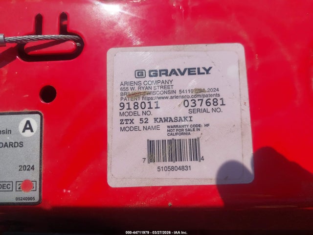2019 Utility Utility Trailer & Gravely Lawnmower მანქანა იყიდება აუქციონზე, vin: 037681, აუქციონის ნომერი: 44711979