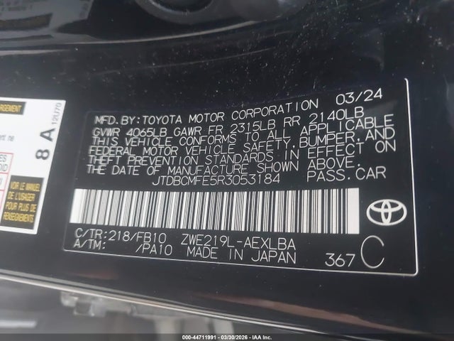Toyota Corolla Hybrid Le 2024 JTDBCMFE5R3053184 Image 9
