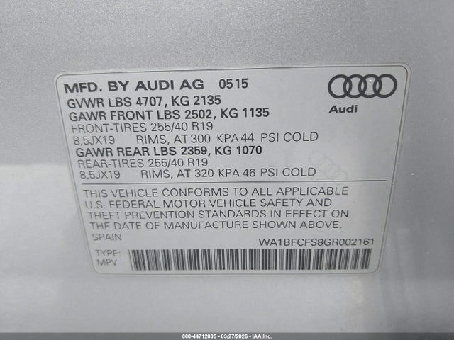2016 AUDI Q3 WA1BFCFS8GR002161 Photo 8