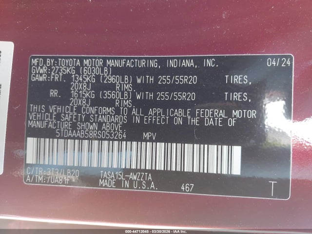 Toyota Grand Highlander Platinum 2024 5TDAAAB58RS053264 Image 9