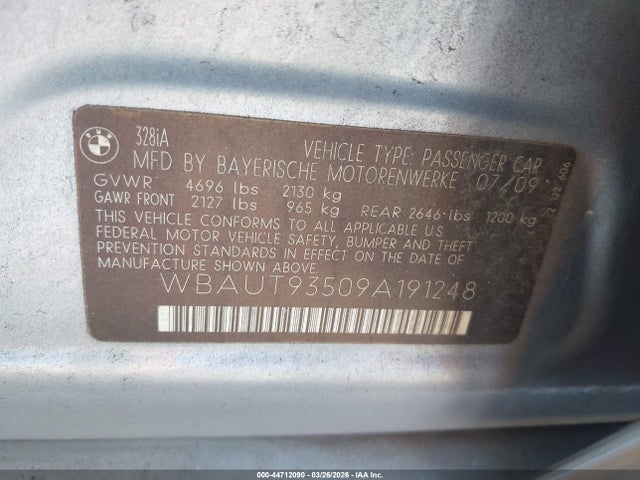 2009 BMW 328I WBAUT93509A191248 Photo 8