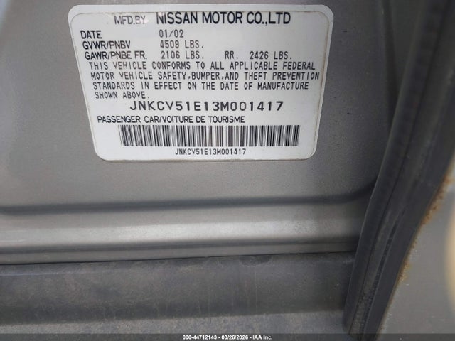 2003 Infiniti G35 Luxury Leather მანქანა იყიდება აუქციონზე, vin: JNKCV51E13M001417, აუქციონის ნომერი: 44712143
