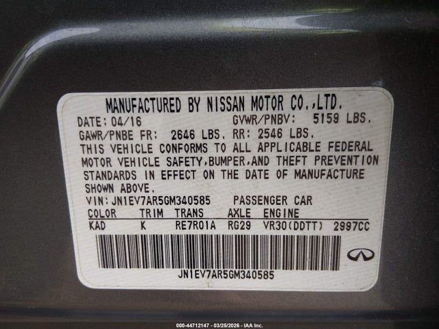 2016 INFINITI Q50 JN1EV7AR5GM340585 Photo 8