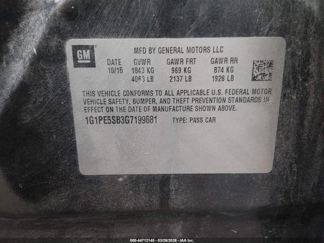 1G1PE5SB3G7199681 Chevrolet Cruze Limited 1lt Auto