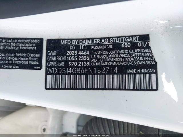 Продажа на аукционе авто 2015 Mercedes-benz Cla 250 4matic, vin: WDDSJ4GB6FN182714, номер лота: 44712205