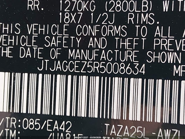 44712227 :رقم المزاد ، JTJAGCEZ5R5008634 vin ، 2024 Lexus Nx 350 مزاد بيع